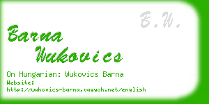 barna wukovics business card